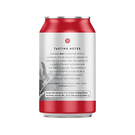 Partake Brewing Non Alcoholic Craft Brew, Red Ale, 24 Pack - 12 Ounce Cans, Low Calorie, All Natural