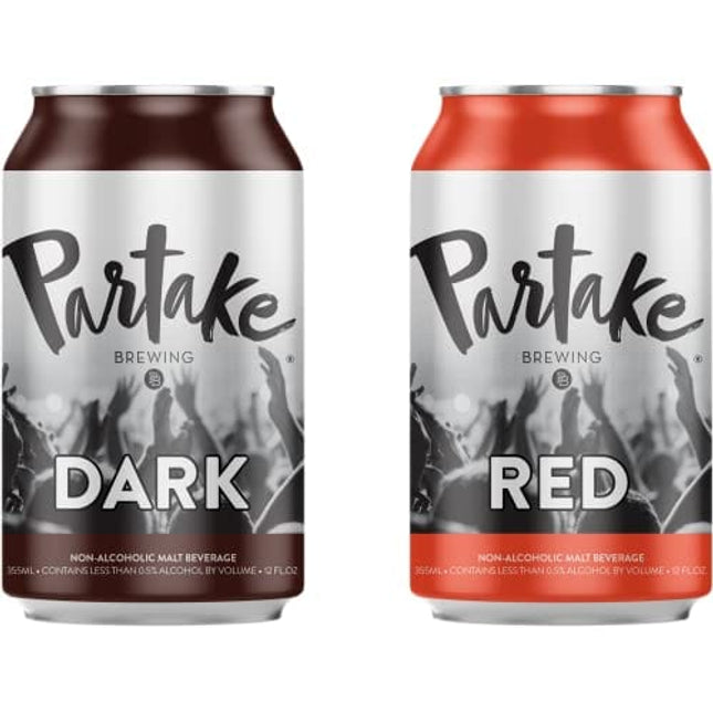 Partake Brewing Non Alcoholic Craft Brew, Red & Dark Variety 12 Pack (6 x 12 Ounce Cans of each), Low Calorie, All Natural Ingredients