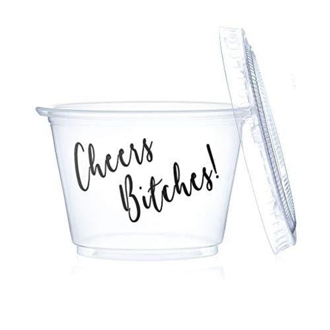 Plastic Jello Shot Cups with Lids, 50 Pack 2.5oz, Bonus Jello Shot Recipe eBook Included (Cheers, 50)