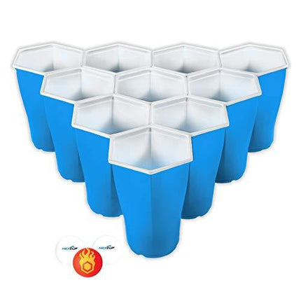PartyPongTables.com Reusable HEXCUP Beer Pong Party Cup Set by PartyPong - 22 Cups & 3 Balls