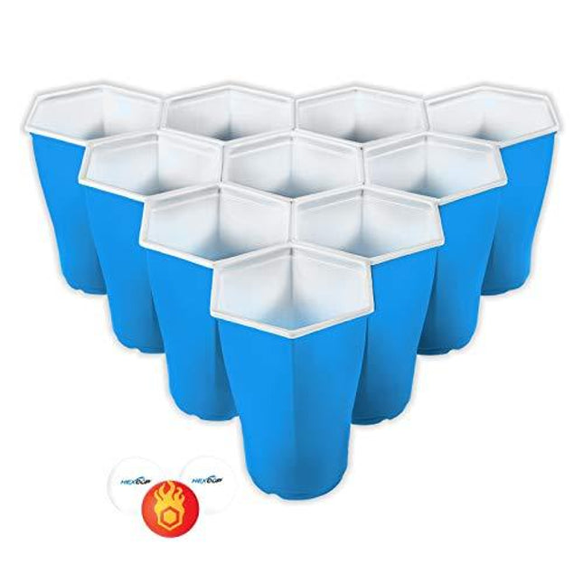 PartyPongTables.com Reusable HEXCUP Beer Pong Party Cup Set by PartyPong - 22 Cups & 3 Balls