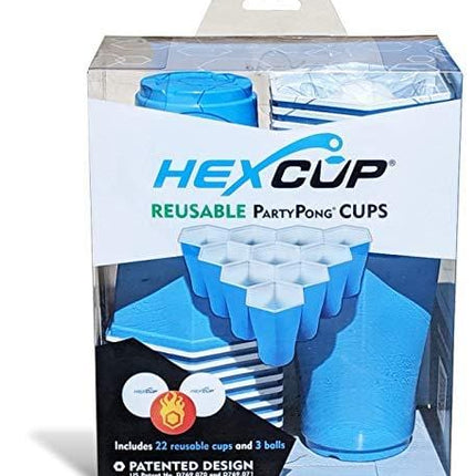 PartyPongTables.com Reusable HEXCUP Beer Pong Party Cup Set by PartyPong - 22 Cups & 3 Balls