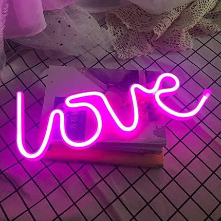 Love Neon Signs for Wall Decor,USB or Battery Decorative Neon Lights, LED Signs for Bedroom,LED Neon Light Neon Sign Light Up for Bar,Christmas,Party,Wedding,Kids Room,Girls Living Room（Pink）