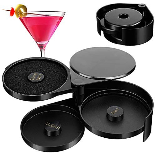 2 Pieces 3-Tier Bar Glass Rimmers Sugar Salt Rimmer Glass Bartender Tools for Bar Party