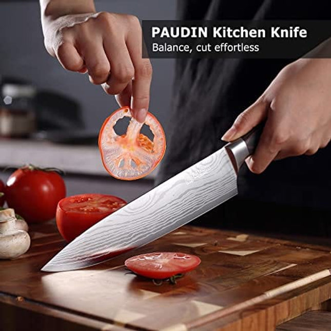 PAUDIN Chef Knife, 8 Inch High Carbon Stainless Steel Sharp Kitchen Knife with Ergonomic Handle, Gift Box for Family & Restaurant