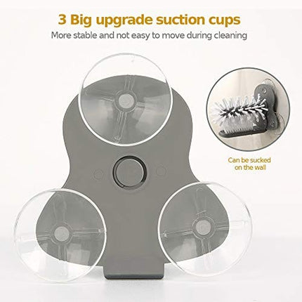 Bottle Cleaning Brush Glass Cup Washer for Sink with Suction Base, Cup Cleaner Brush for Beer Cup, Long Leg Cup, Red Wine Glass and More Bar Kitchen Sink Home Tools Grey