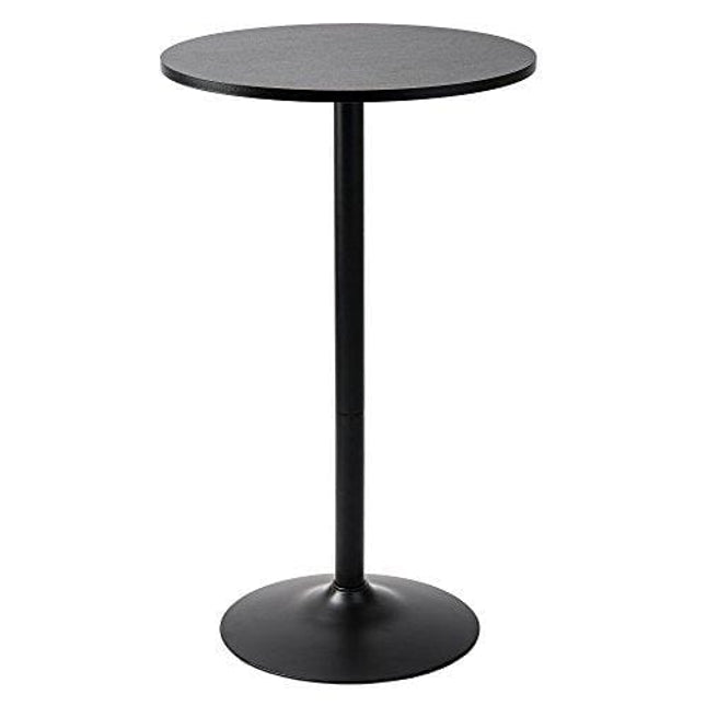 Pearington Long and Small, Single Round Cocktail Bar, Pub, and Bistro High Table with Black Top and Base, 1 Pack,