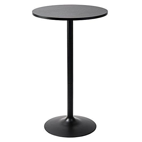 Pearington Long and Small, Single Round Cocktail Bar, Pub, and Bistro High Table with Black Top and Base, 1 Pack,