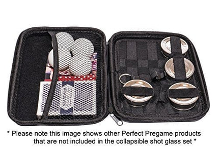Perfect Pregame Collapsible Shot Glass Set - 4 Pack Stainless Steel Shot Glasses - Expandable Shot Glass Set, Cool Drinking Accessories - 2.5 Fluid Oz Each - NO LIDS