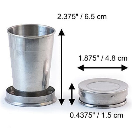 Perfect Pregame Collapsible Shot Glass Set - 4 Pack Stainless Steel Shot Glasses - Expandable Shot Glass Set, Cool Drinking Accessories - 2.5 Fluid Oz Each - NO LIDS