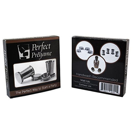 Perfect Pregame Collapsible Shot Glass Set - 4 Pack Stainless Steel Shot Glasses - Expandable Shot Glass Set, Cool Drinking Accessories - 2.5 Fluid Oz Each - NO LIDS