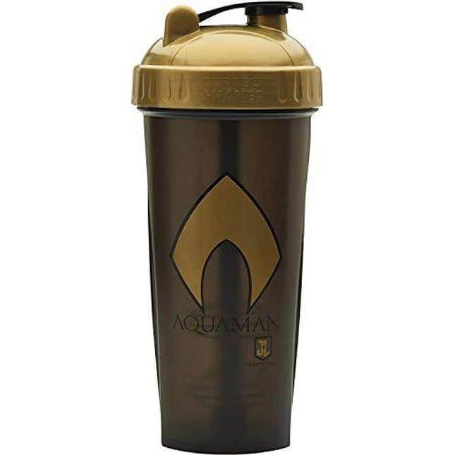 Performa Justice League & DC Comic - Leak Free Protein Shaker Bottle with Actionrod Mixing Technology for All Your Protein Needs! Shatter Resistant & Dishwasher Safe (Aquaman)(28oz)