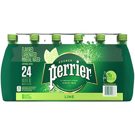 Perrier Lime Flavored Sparkling Water, 16.9 FL OZ Plastic Water Bottles (24 Count)