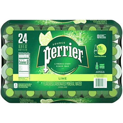 Perrier Lime Flavored Sparkling Water, 16.9 FL OZ Plastic Water Bottles (24 Count)