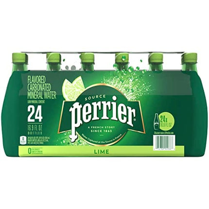 Perrier Lime Flavored Sparkling Water, 16.9 FL OZ Plastic Water Bottles (24 Count)