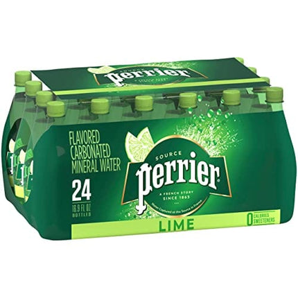 Perrier Lime Flavored Sparkling Water, 16.9 FL OZ Plastic Water Bottles (24 Count)