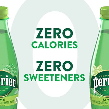 Perrier Lime Flavored Sparkling Water, 16.9 FL OZ Plastic Water Bottles (24 Count)