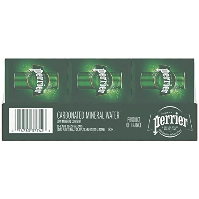 Perrier Sparkling Water, 8.45 FL OZ Slim Cans (30 Count)