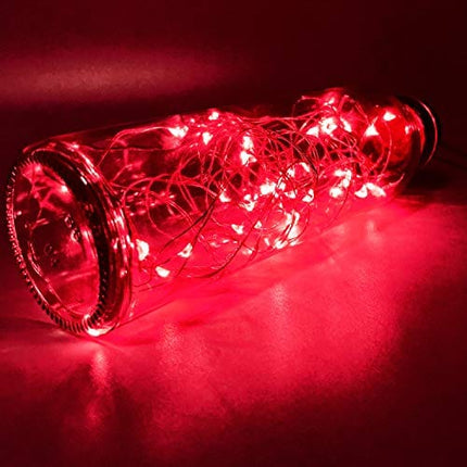 PheiLa 10 Pack Wine Bottle Lights Red Christmas Lights Battery Operated Valentine Lights Waterproof 3.3ft LED Cork Shape Silver Wire Fairy Lights for Jar Party Wedding Bar Valentine's Gift Decoration