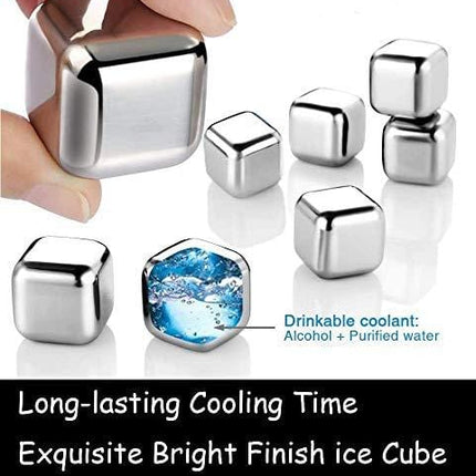 Ice-Cubes-Reusable, 8-PCS Stainless-Steel-Ice-Cubes Whiskey-Stones with Non-Slip Ice Tongs, Chilling-Stones Ice-Cubes Gift Set Chilling Ice-Cubes for Whiskey Wine Drinks with Freeer Storage Box