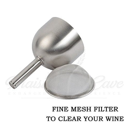 Plaisir de la Cave 3in1 Steel Funnel with Strainer (Wine Shower + Aerator + Filter + Storage Stand) - Improves Wine & Clears Residues