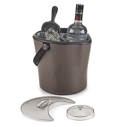 Polder Chill Station – Combined ice bucket and bottle chiller, Separate cooling sleeve keeps bottle chilled and ice pure, Double wall insulated, Ice scoop included (KTH-260-76)
