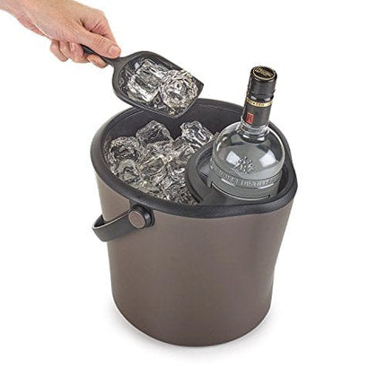 Polder Chill Station – Combined ice bucket and bottle chiller, Separate cooling sleeve keeps bottle chilled and ice pure, Double wall insulated, Ice scoop included (KTH-260-76)