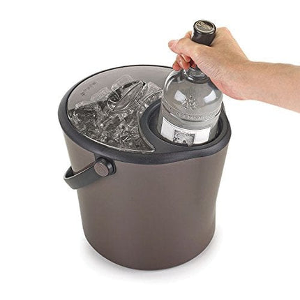 Polder Chill Station – Combined ice bucket and bottle chiller, Separate cooling sleeve keeps bottle chilled and ice pure, Double wall insulated, Ice scoop included (KTH-260-76)