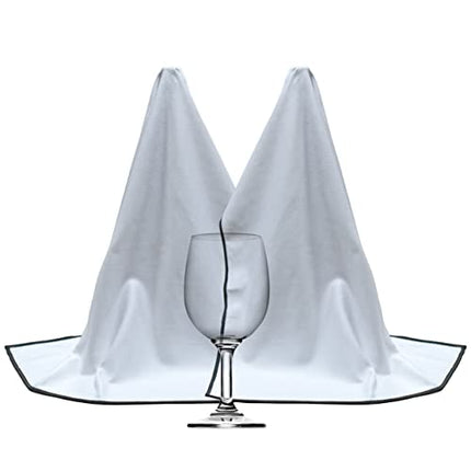 POLYTE Professional Microfiber Wine Glass Fine Polishing Cloth (18x28, 2 Pack, White/Black)