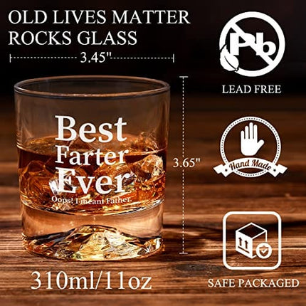 Gifts for Dad from Daughter Son Kids, Best Father Ever Whiskey Glass, Funny Christmas Birthday Gag Gifts Ideas for Men Papa, Cool Bourbon Scotch Whiskey Gifts for Husband Father
