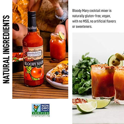 Powell & Mahoney Craft Cocktail Mixers - Classic Bloody Mary - NA Cocktail Mix - Free from Artificial Sweeteners and Flavors - 25.36 oz - Non-GMO