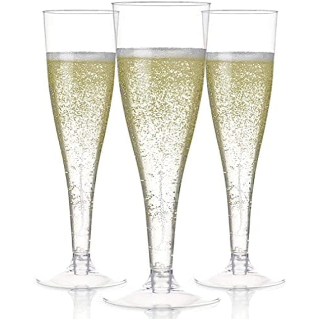 24 Plastic Champagne Flutes Disposable | Clear Plastic Champagne Glasses for Parties | Clear Plastic Cups | Plastic Toasting Glasses | Mimosa Glasses | New Years Eve Party Supplies 2022