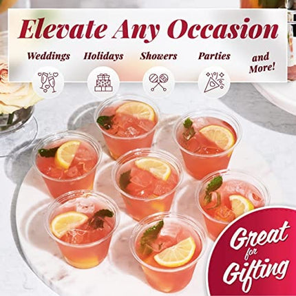 50 Clear Plastic Cups | 9 oz Plastic Cups | Disposable Cups | PET Clear Cups | Plastic Wine Glasses | Clear Plastic Party Cups