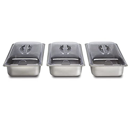 Proctor Silex Server & Food Buffets Food Warmer for Parties, Three 2.2 Quart Stainless Steel Chafing Dishes, Adjustable Heat