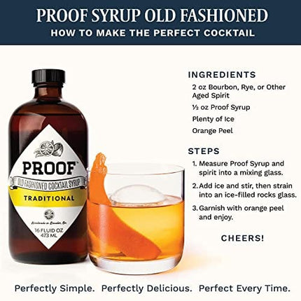 Proof Syrup Pecan Old Fashioned Cocktail Mixer (16 Ounces) | Makes 32 Cocktails | w/Real Bitters & Organic Sugar