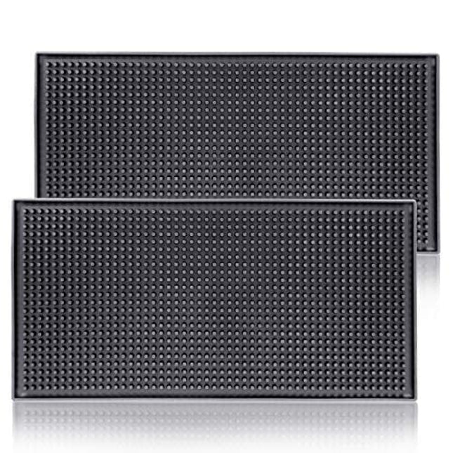 ProTensils Bar Mat 12" x 6" Black Bar Service Spill Mats Countertop (2 Pack)