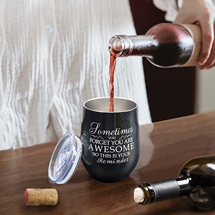 Wine Gifts for Women Wine Insulated Tumbler Birthday Gift for Wine Lover Christmas Gift Basket for Mom Wife Sister Girlfriend Best Friend Loofah Sponge(Glitter Black)