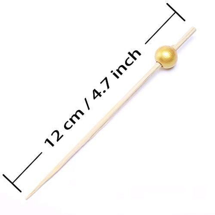 Cocktail Picks 100 Counts Handmade Sticks Wooden Toothpicks Cocktail Sticks Party Supplies - Matt Gold Pearl