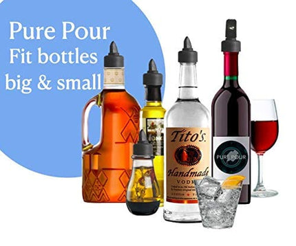 Pour Spouts and Universal Dust Caps | Liquor Pourers with Rubber Dust Caps for Alcohol Bottles, Olive Oil, Syrup, Balsamic Vinegar and More (10 Pack of Pour Spouts)