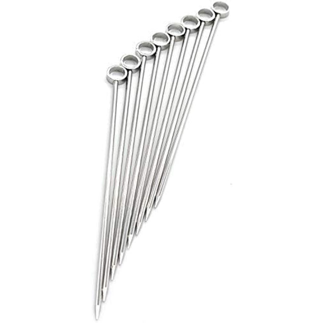 PuTwo Stainless Steel Martini Glass Cocktail Picks, 4.25Inch, Circle End of 8 Spears