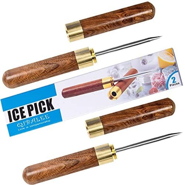 2 pcs Ice Pick. Ice Pick For Breaking Ice. Picks Stainless Steel Wooden Handle With Cover for Kitchen. for Kitchen, Bars, Bartender, Picnics, Camping, And Restaurant.