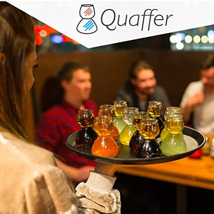 QUAFFER Double Bubble Layered PLASTIC Shot Glass Plus Recipe Card – Clear Chaser Shot Glass Jigger for Smooth Tasty Shots – Fun Unique Split Shot Glasses Barware (Set of 12)
