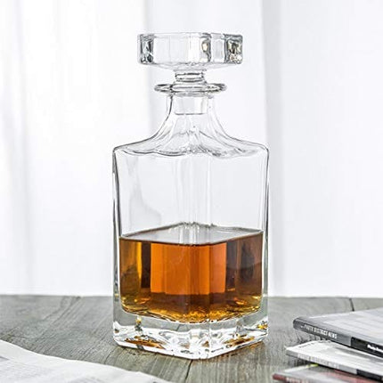 Square 26oz Whiskey Decanter with Glass Stopper—Lead Free