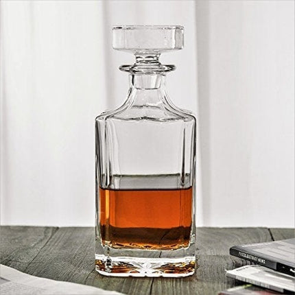 Square 26oz Whiskey Decanter with Glass Stopper—Lead Free