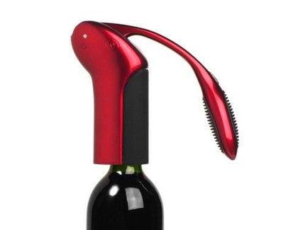 Rabbit Original Vertical Lever Corkscrew Wine Opener with Foil Cutter and Extra Spiral (Candy Apple Red)