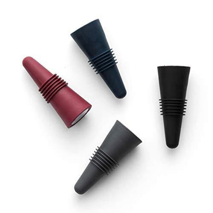 Rabbit Wine and Beverage Bottle Stoppers with Grip Top (Assorted Colors, Set of 4)