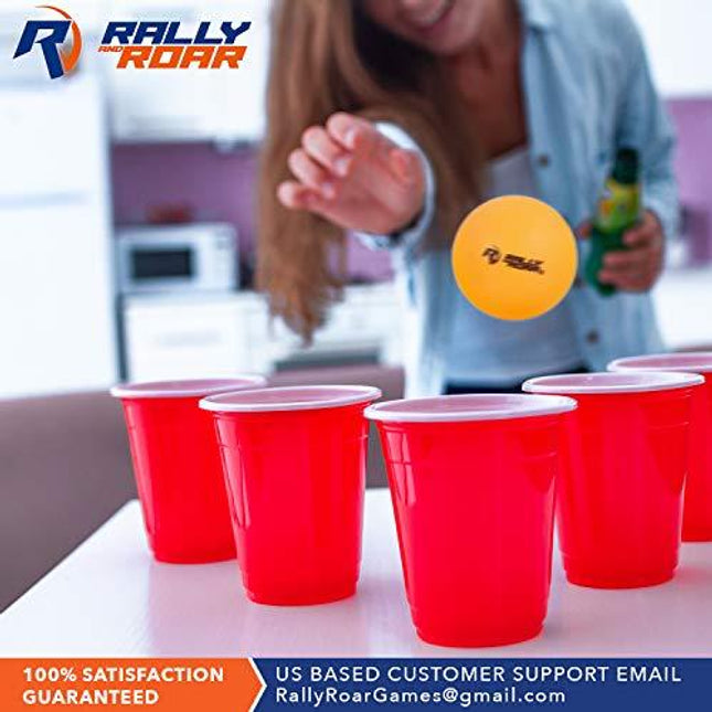 Rally and Roar Beer Pong Balls, 50 Count, 40mm, Orange - Colored Beer Pong Balls for Parties - Washable, Dent-Resistant Beer Pong Ball Set for Beer Pong Shots Game - Premium Table Tennis Accessories