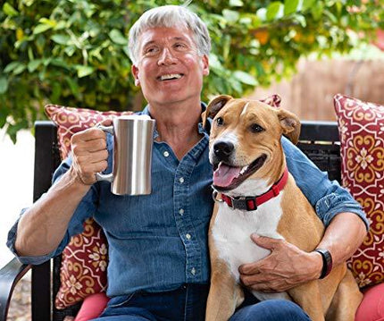 Stainless Steel Insulated Beer Mug: Real Deal Steel 20 Oz Beer Stein with Welded Handle and Clear Plastic Lid - Large Metal Tankard for IPA, Coffee, Tea - Double Walled Mugs for Hot or Cold Drinks (1)