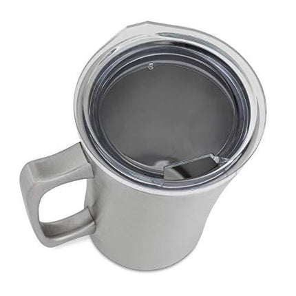 Stainless Steel Insulated Beer Mug: Real Deal Steel 20 Oz Beer Stein with Welded Handle and Clear Plastic Lid - Large Metal Tankard for IPA, Coffee, Tea - Double Walled Mugs for Hot or Cold Drinks (1)