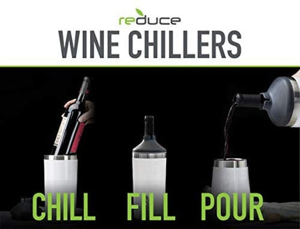 Reduce Wine Cooler Set, White – Stainless Steel Wine Bottle Cooler Set with 2 12oz Insulated Wine Tumblers – Keep Wine at the Perfect Temperature, No Ice Required, Fits Most Wine Bottles